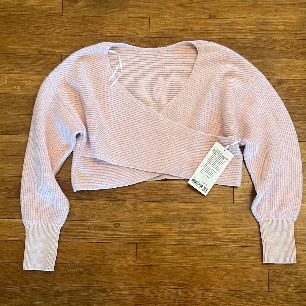 Lululemon Brushed Cotton Reversible Crossover Sweater in Misty Pink